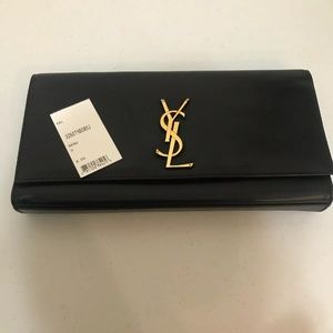 Yves Saint Laurent Black Leather Clutch